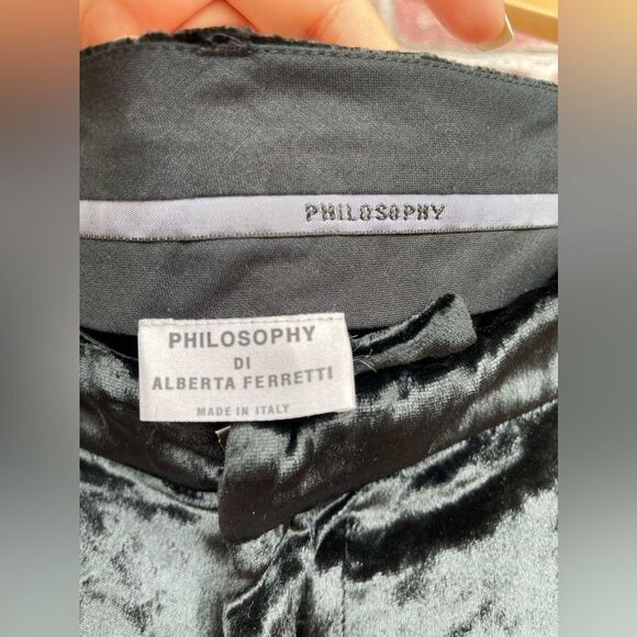Philosophy Di Alberta Ferretti Black Velvet Trouser Pants Size 8 - Picture 5 of 16